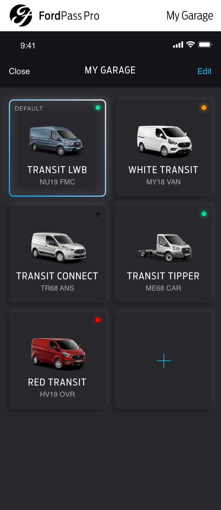 FordPass Pro - Garage (with Footer)